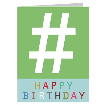 STW01 Mini biglietto di auguri di buon compleanno con hashtag