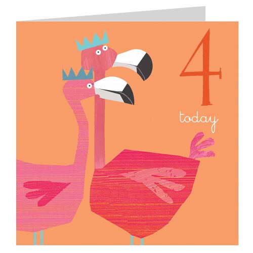AC10 Flamingos 4th Birthday Card