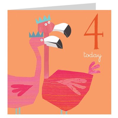AC10 Flamingos 4th Birthday Card