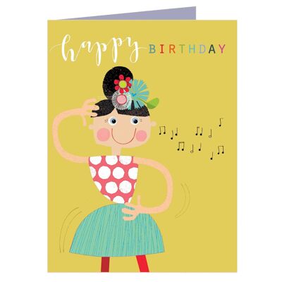 KTG02 Mini Glittery Dancing  Birthday Card
