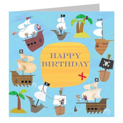 Tarjeta de cumpleaños de barcos piratas FN23