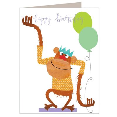 Tarjeta del feliz cumpleaños del mono mini KTW13