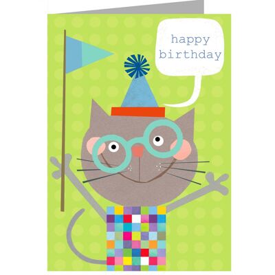 Tarjeta de cumpleaños del gato ZOS08