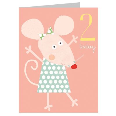 Carte d'anniversaire 2ème mini souris AW08