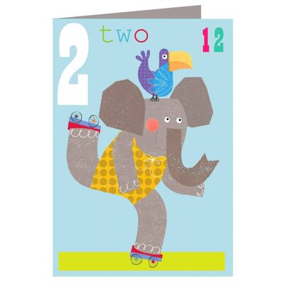 MM02 Two Rollerskaters 2nd Birthday Card