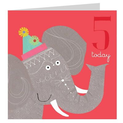 Tarjeta de cumpleaños número 5 del elefante AC11