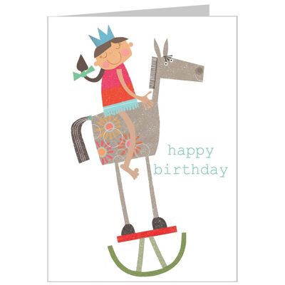 Carte d'anniversaire de cheval à bascule TB13