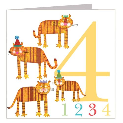 Z4 Four Tigers Birthday Card