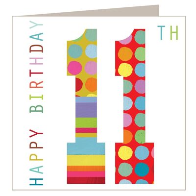 NO11 Carte d'anniversaire scintillante pour 11e anniversaire