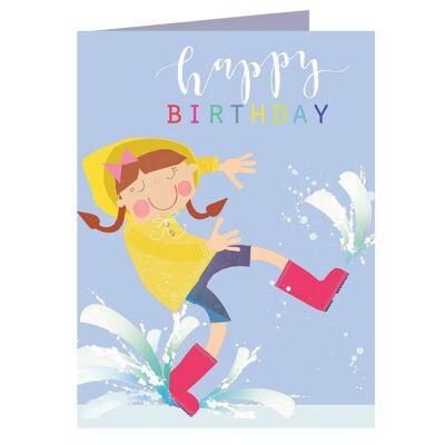KTG06 Mini Glittery Puddle Jumping Birthday Card