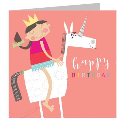 LS07 Biglietto di compleanno con unicorno glitterato
