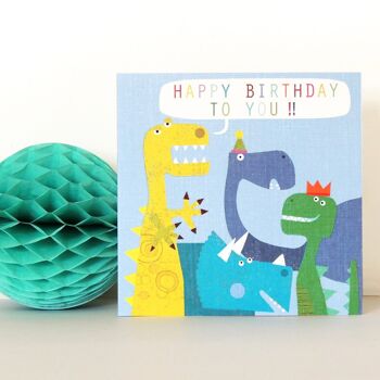 Carte Joyeux anniversaire dinosaures BG15 4