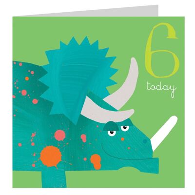 Tarjeta de sexto cumpleaños del dinosaurio AC06