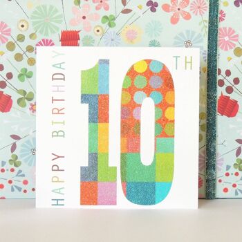NO10 Carte d'anniversaire scintillante pour 10e anniversaire 5
