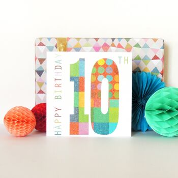 NO10 Carte d'anniversaire scintillante pour 10e anniversaire 3