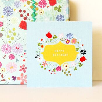 Carte de joyeux anniversaire FL11 florale 3