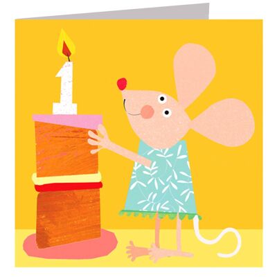 LT06 Tarjeta de primer cumpleaños del ratón
