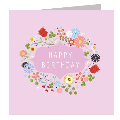 FL24 Floral Happy Birthday Card