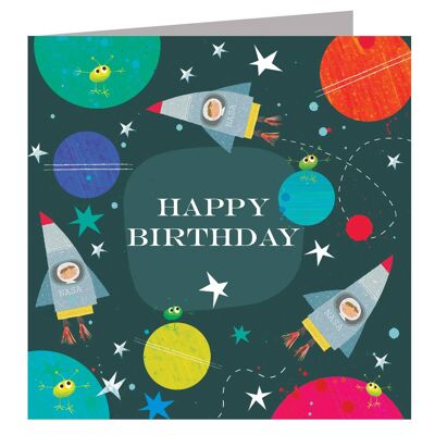 Tarjeta de feliz cumpleaños espacial FN09