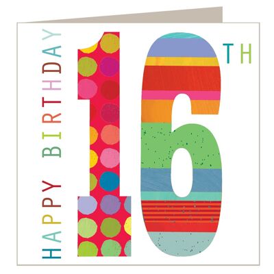 Biglietto di auguri per il 16° compleanno scintillante NO16