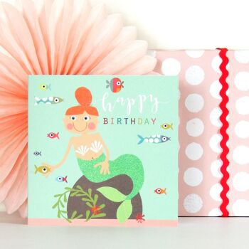 Carte d'anniversaire de sirène scintillante LS03 3