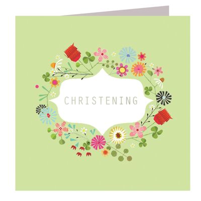 FL19 Silver Foiled Floral Christening Card