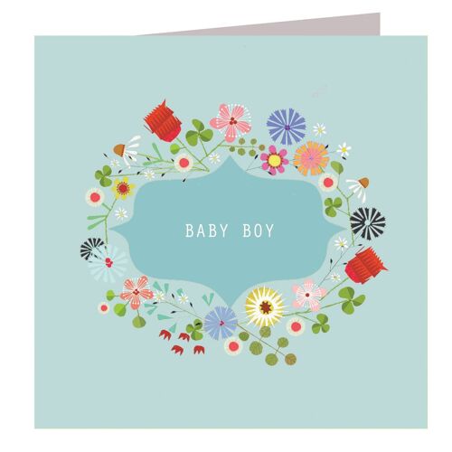 FL18 Floral Baby Boy Card