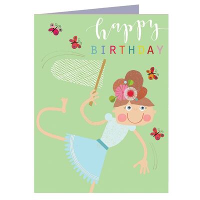 KTG08 Mini Glittery Butterflies Birthday Card