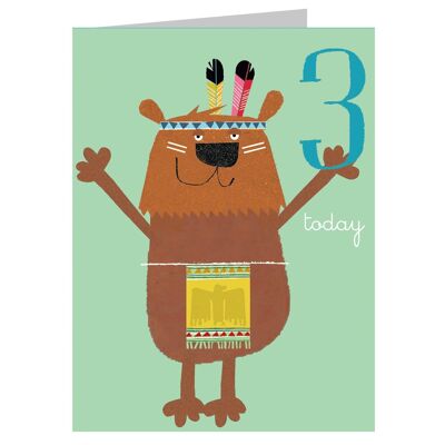 Carte d'anniversaire 3ème mini ours AW03