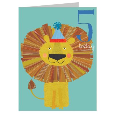 Carte d'anniversaire 5e anniversaire Mini Lion AW05