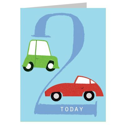 NTW02 Mini Cars 2nd Birthday Card