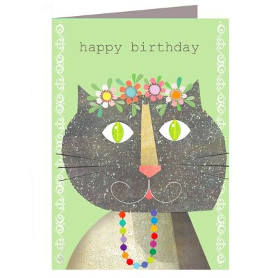 Tarjeta de cumpleaños del gato ZAS18