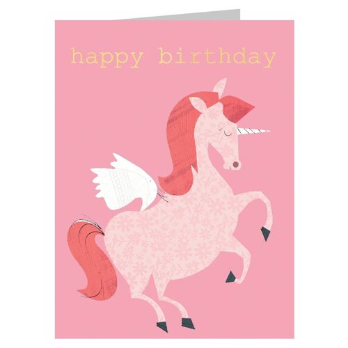 KTW21 Mini Unicorn Happy Birthday Card with Gold Foiling