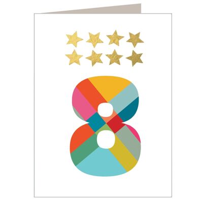 KTW08 Mini Gold Star Number Eight Card