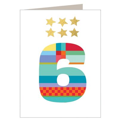 KTW06 Mini Gold Star Number Six Card