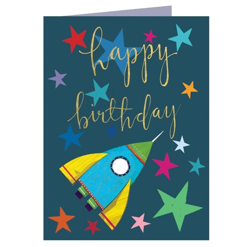 KTW23 Mini Space Happy Birthday Card with Gold Foiling
