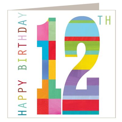 Tarjeta de cumpleaños número 12 brillante NO12