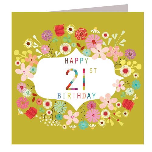 FLN21 Floral 21st Birthday Card