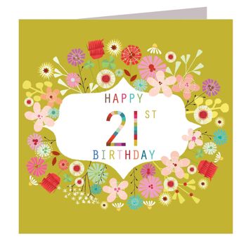 FLN21 Floral 21e anniversaire carte 1