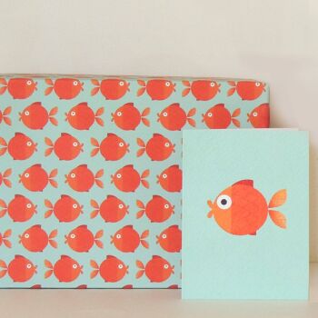 Papier d'emballage cadeau poisson rouge WP80 4
