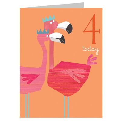 AW10 Mini Flamingos 4th Birthday Card