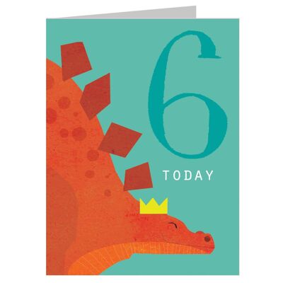 NTW06 Mini-Geburtstagskarte mit Stegosaurus-Motiv zum 6.