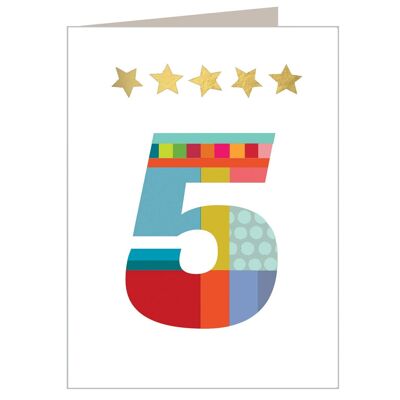 KTW05 Mini Gold Star Number Five Card