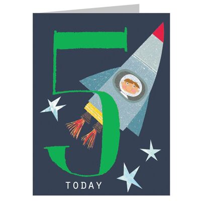 Tarjeta de cumpleaños número 5 Mini Rocket NTW05