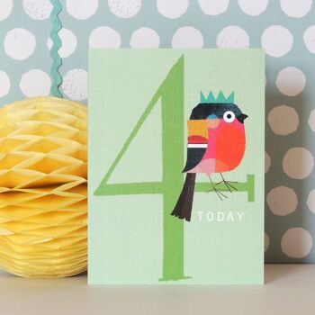 NTW10 Mini Joyeux Birdie ! Carte 4e anniversaire 2