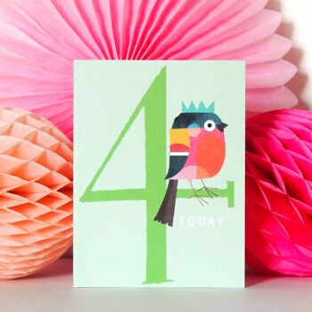 NTW10 Mini Joyeux Birdie ! Carte 4e anniversaire 3
