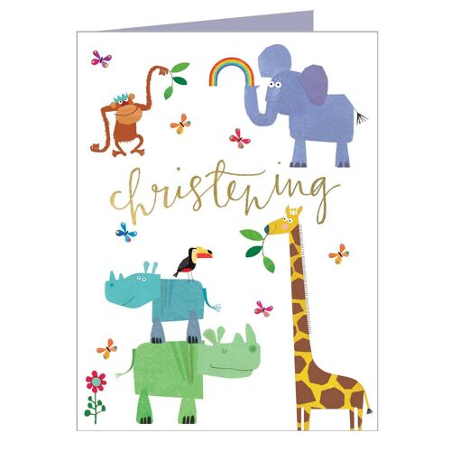TW200 Mini Animal Christening Card with Gold Foiling