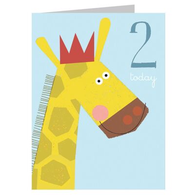 AW02 Biglietto di auguri per il 2° compleanno con mini giraffa