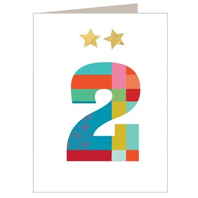 KTW02 Mini Gold Star Number Two Card