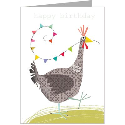 FF06 Huhn Geburtstagskarte mit Silberfolie
